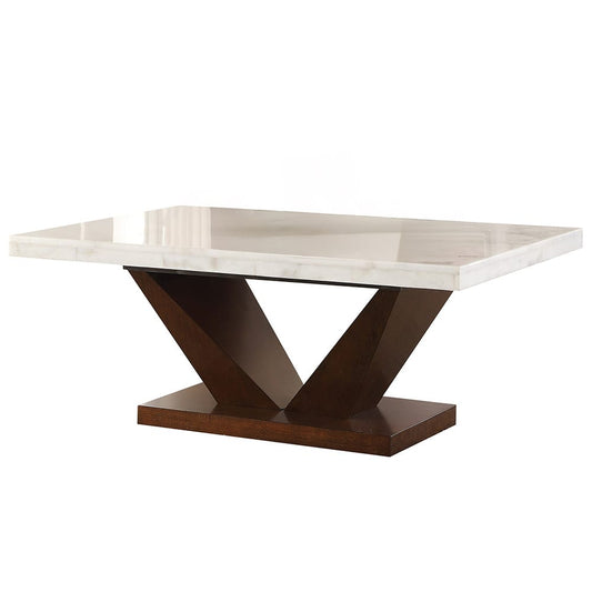 ACME Furniture - Forbes - Coffee Table - White Natural Marble Top & Walnut - 83335 view 1