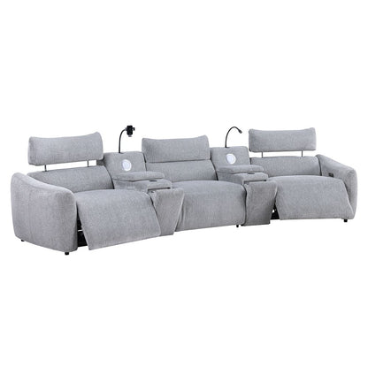 ACME Furniture - Fullar - Modular Power Motion Armless Recliner - Light Gary Chenille - LV03312 view 8