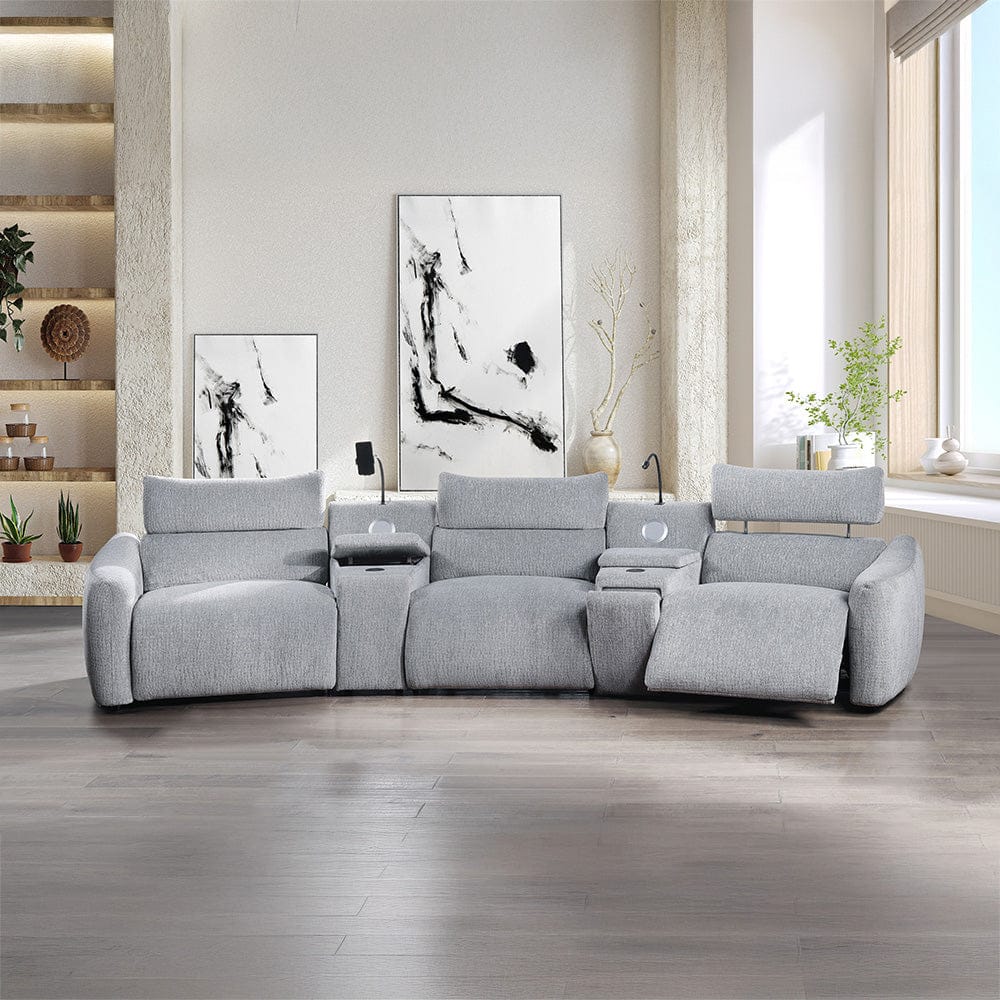 ACME Furniture - Fullar - Modular Power Motion Recliner - Light Gary Chenille - LV03310 view 7