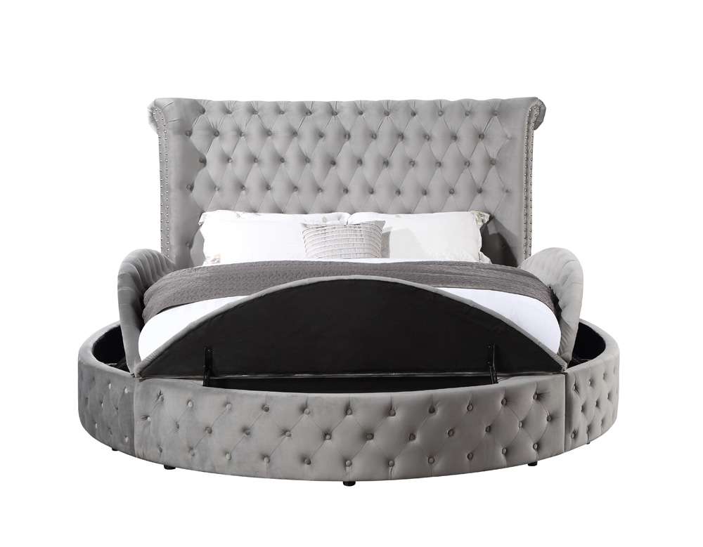 ACME Furniture - Gaiva Queen Bed w/Storage - Gray Velvet - BD00967Q veiw 6