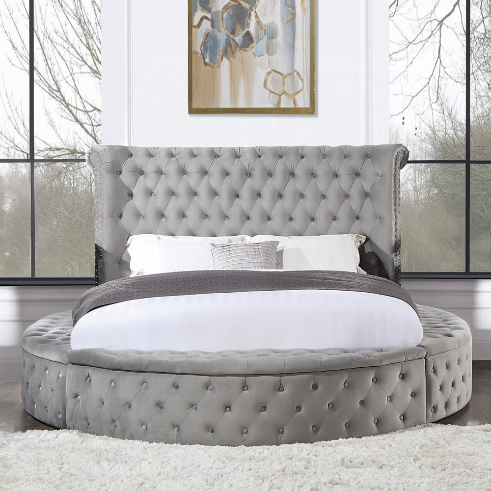 ACME Furniture - Gaiva Queen Bed w/Storage - Gray Velvet - BD00967Q veiw 7