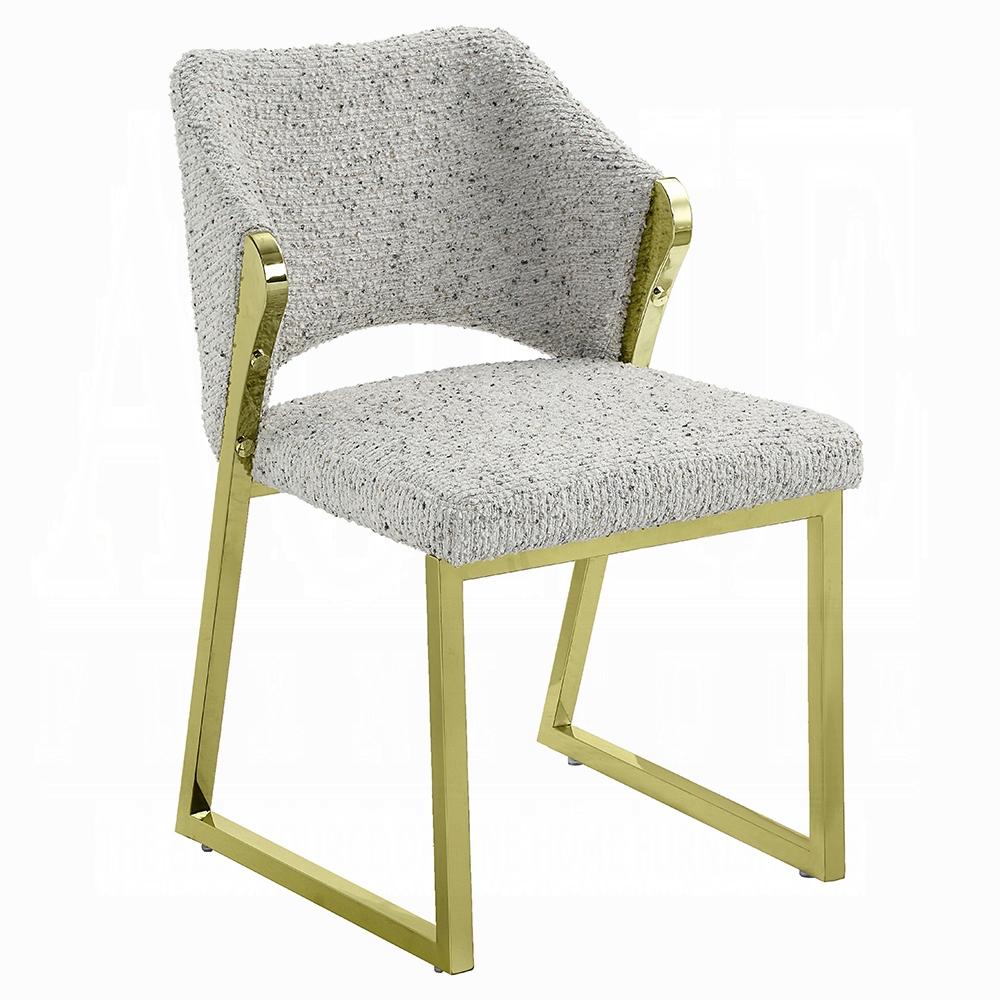 ACME Furniture - Galdesa Side Chair - Teddy Sherpa & Mirrored Gold Finish - DN02107 veiw 1