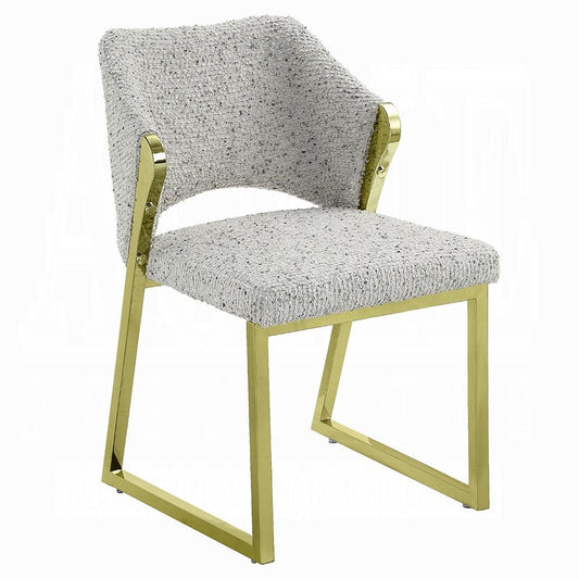ACME Furniture - Galdesa Side Chair - Teddy Sherpa & Mirrored Gold Finish - DN02107 veiw 1