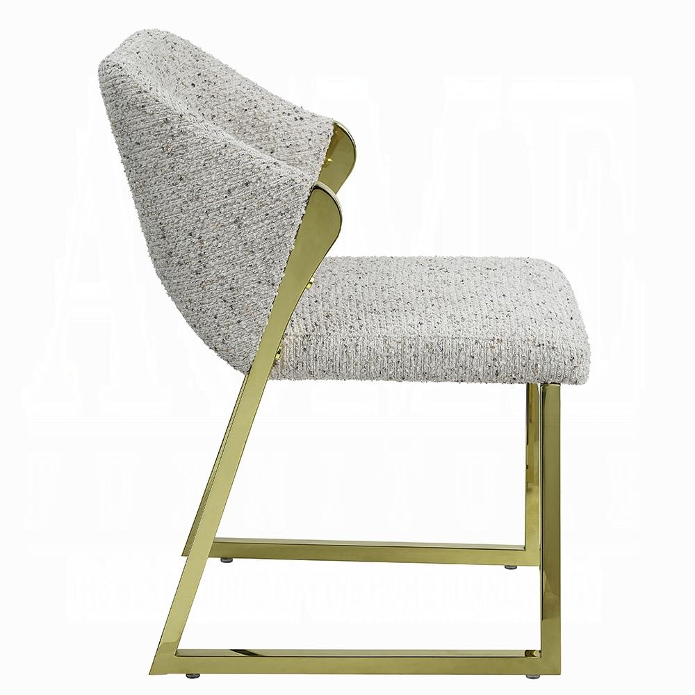 ACME Furniture - Galdesa Side Chair - Teddy Sherpa & Mirrored Gold Finish - DN02107 veiw 3