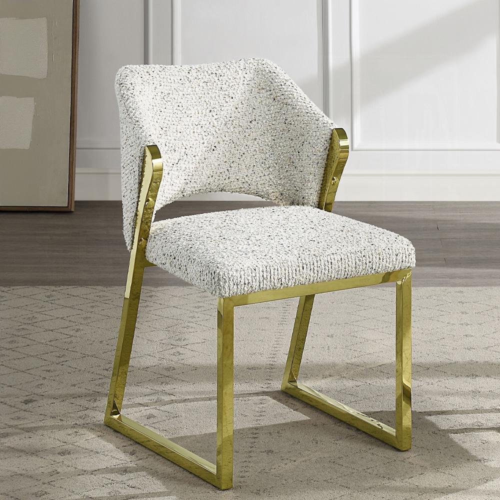 ACME Furniture - Galdesa Side Chair - Teddy Sherpa & Mirrored Gold Finish - DN02107 veiw 6