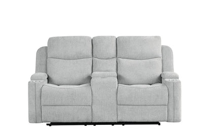 ACME Furniture - Galya Motion Loveseat w/Console - Light Gray Chenille - LV04681 view 2