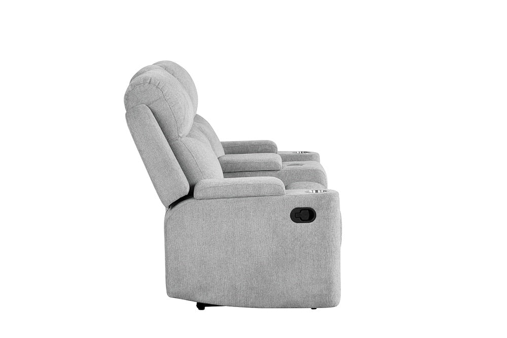 ACME Furniture - Galya Motion Loveseat w/Console - Light Gray Chenille - LV04681 view 3