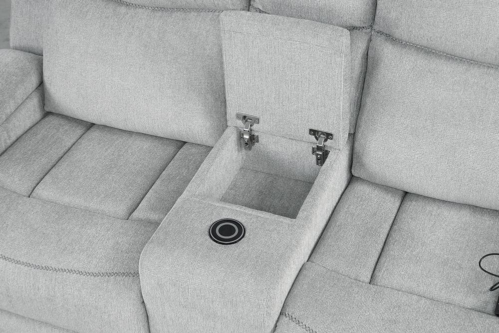ACME Furniture - Galya Motion Loveseat w/Console - Light Gray Chenille - LV04681 view 6