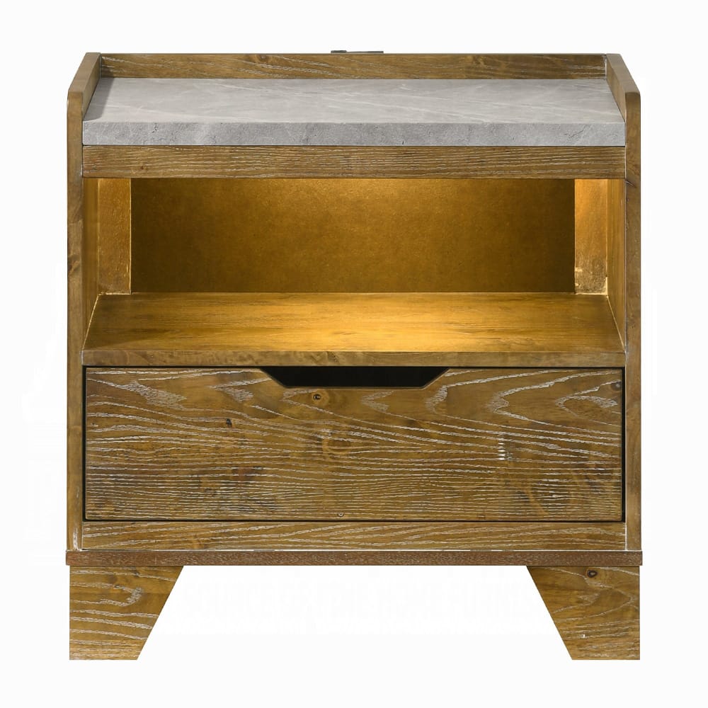 ACME Furniture - Garcia - Nightstand w/LED - Light Aspen Brown - BD04863 view 2