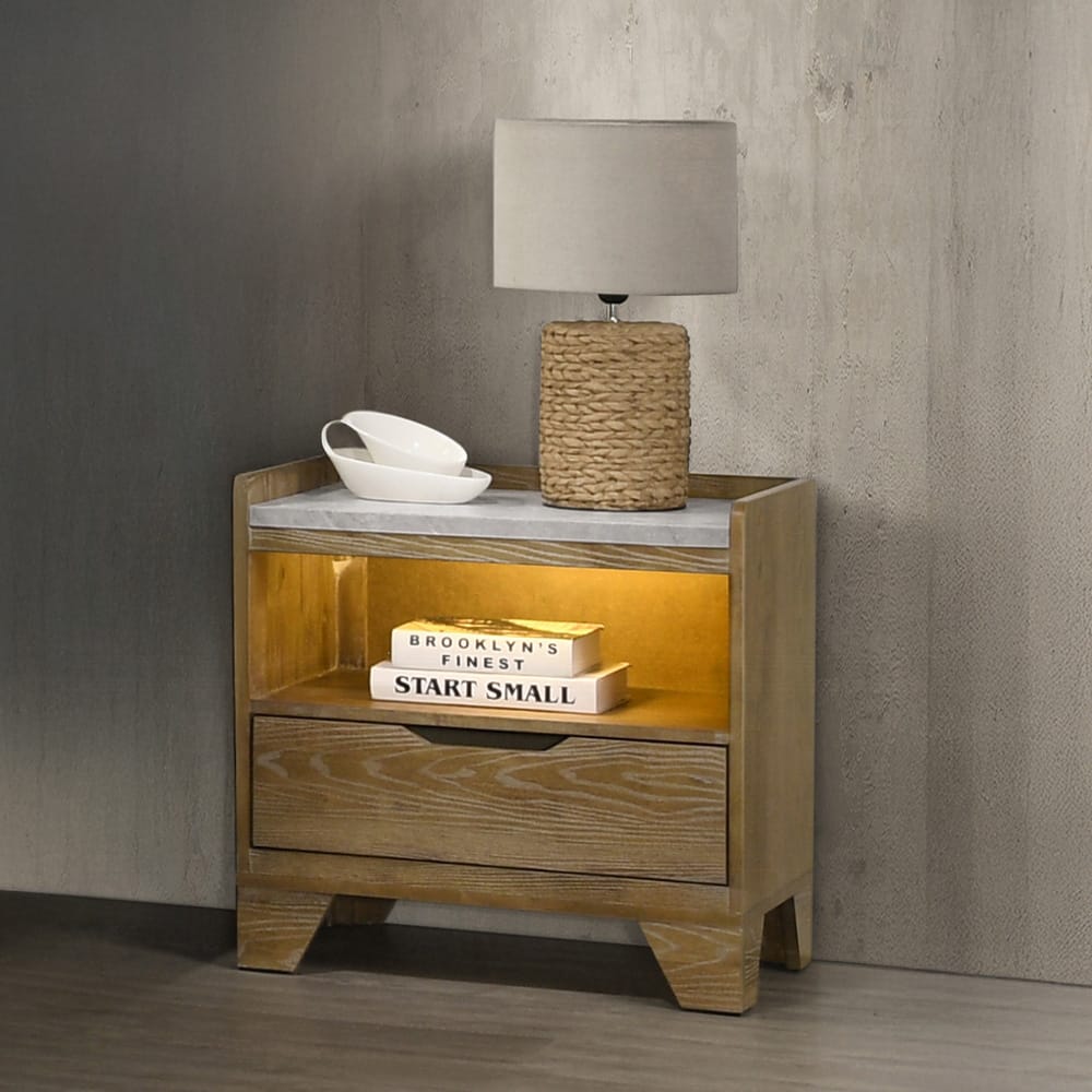 ACME Furniture - Garcia - Nightstand w/LED - Light Aspen Brown - BD04863 view 7