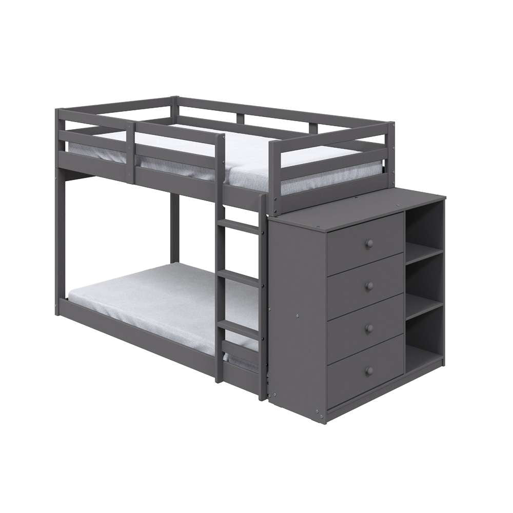 ACME Furniture - Gaston Twin/Twin Bunk Bed w/4 Drawers & 3 Compartments - Gray - BD01372 view 1