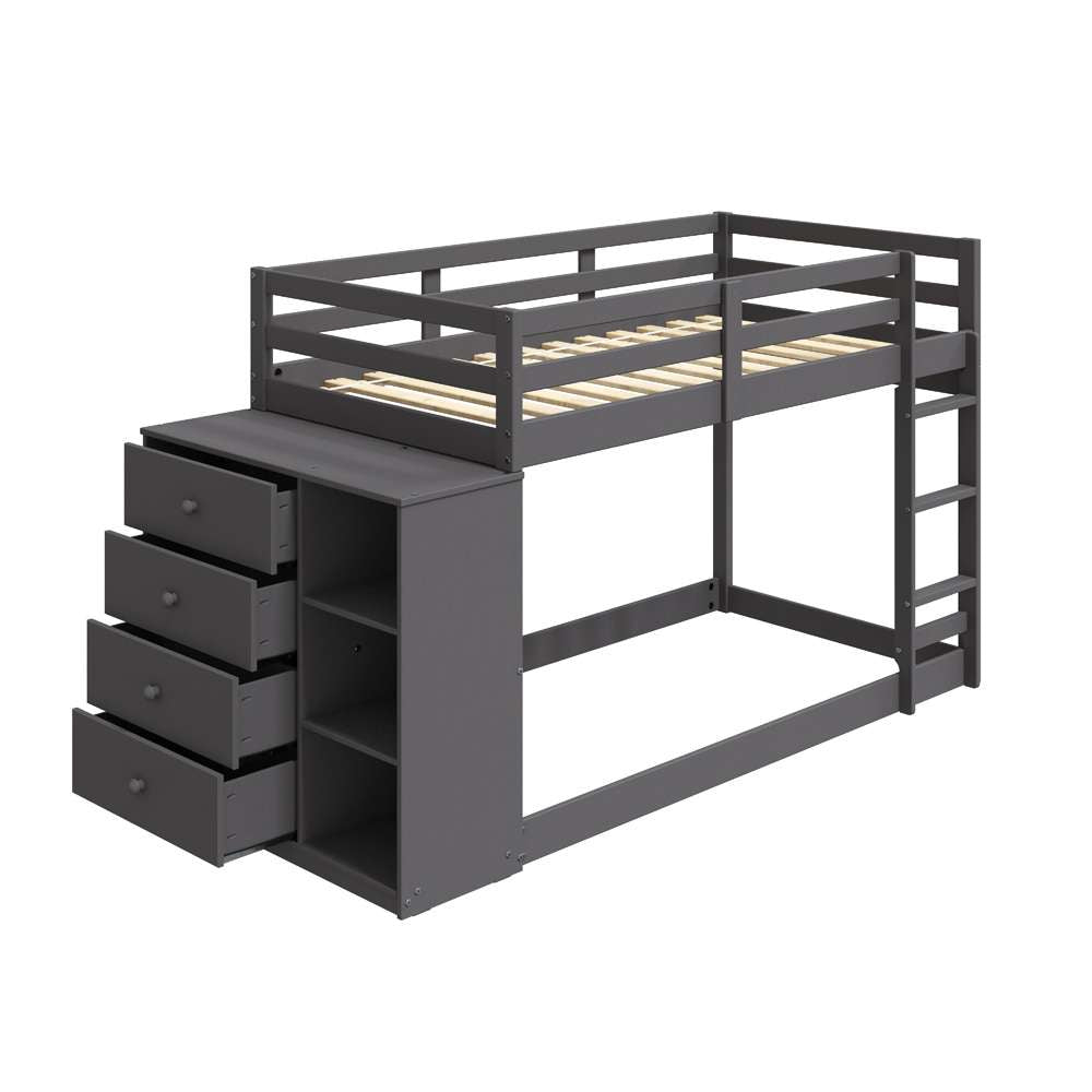 ACME Furniture - Gaston Twin/Twin Bunk Bed w/4 Drawers & 3 Compartments - Gray - BD01372 view 2