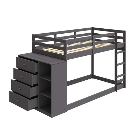 ACME Furniture - Gaston Twin/Twin Bunk Bed w/4 Drawers & 3 Compartments - Gray - BD01372 view 2