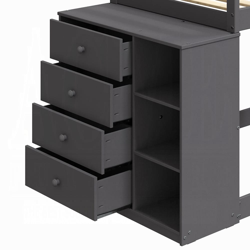 ACME Furniture - Gaston Twin/Twin Bunk Bed w/4 Drawers & 3 Compartments - Gray - BD01372 view 4