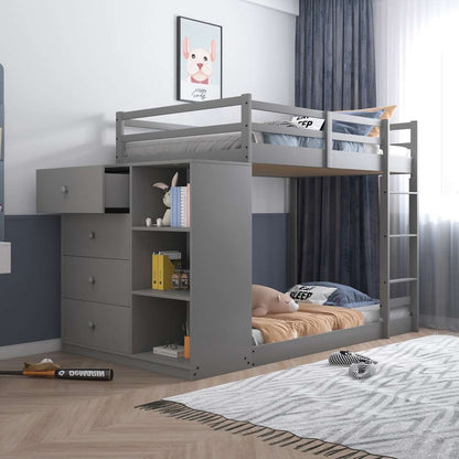 ACME Furniture - Gaston Twin/Twin Bunk Bed w/4 Drawers & 3 Compartments - Gray - BD01372 view 5