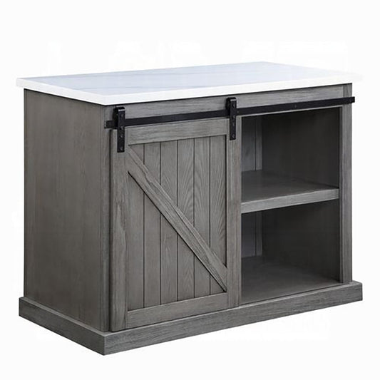 ACME Furniture - Gauri Kitchen Island - Nature Marble Top Top & Gray Oak - AC00308 view 1