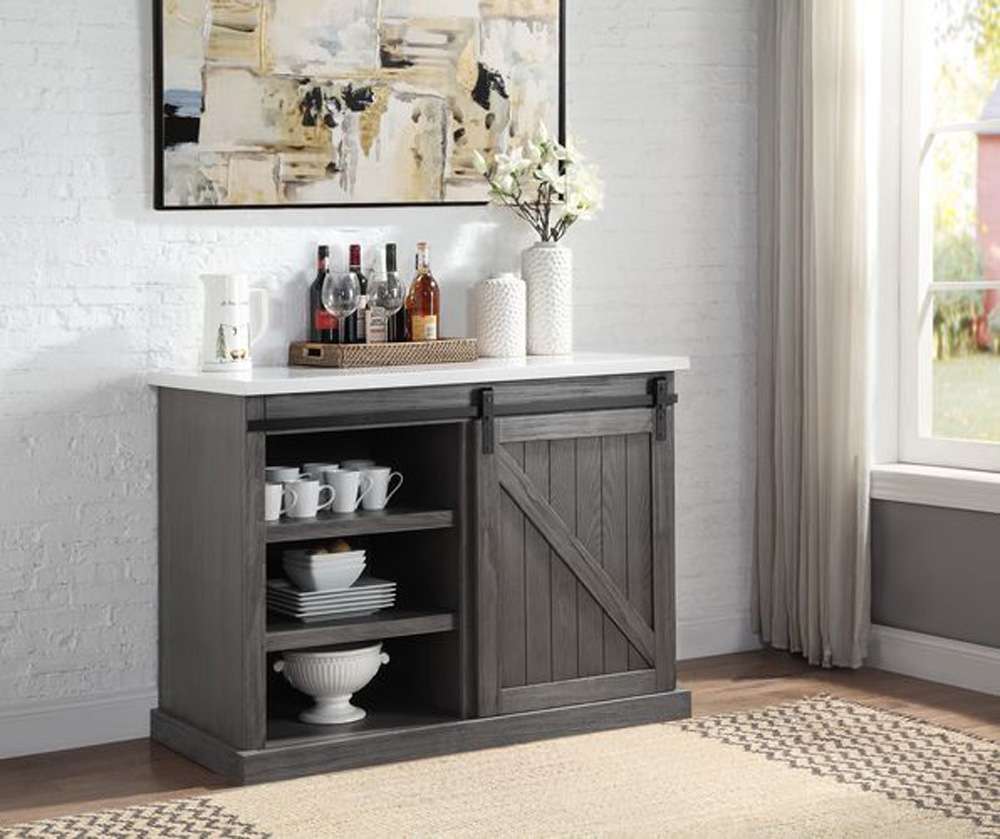 ACME Furniture - Gauri Kitchen Island - Nature Marble Top Top & Gray Oak - AC00308 view 5