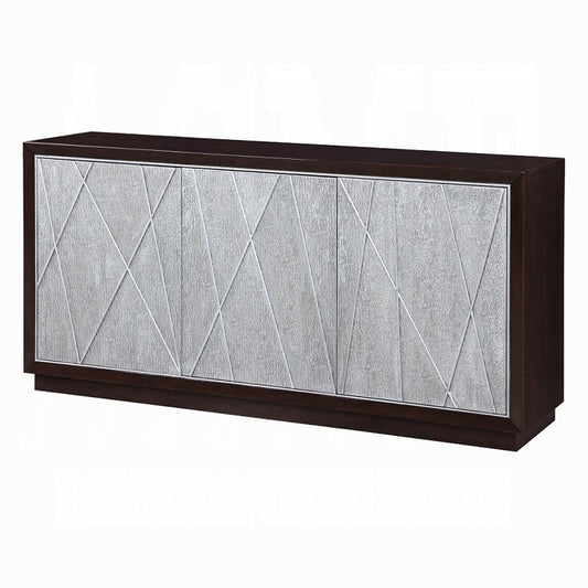 ACME Furniture - Geranio Console Cabinet - Metallic Silver & Walnut Finish - AC02502 veiw 1
