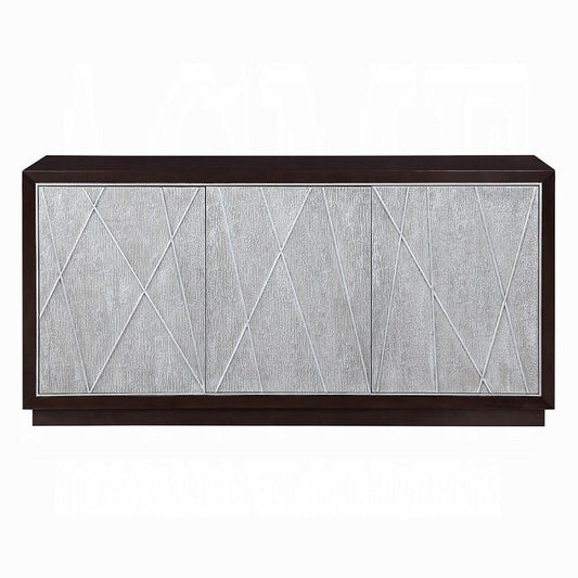 ACME Furniture - Geranio Console Cabinet - Metallic Silver & Walnut Finish - AC02502 veiw 2