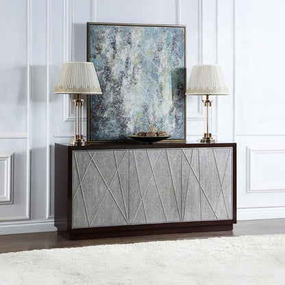 ACME Furniture - Geranio Console Cabinet - Metallic Silver & Walnut Finish - AC02502 veiw 6