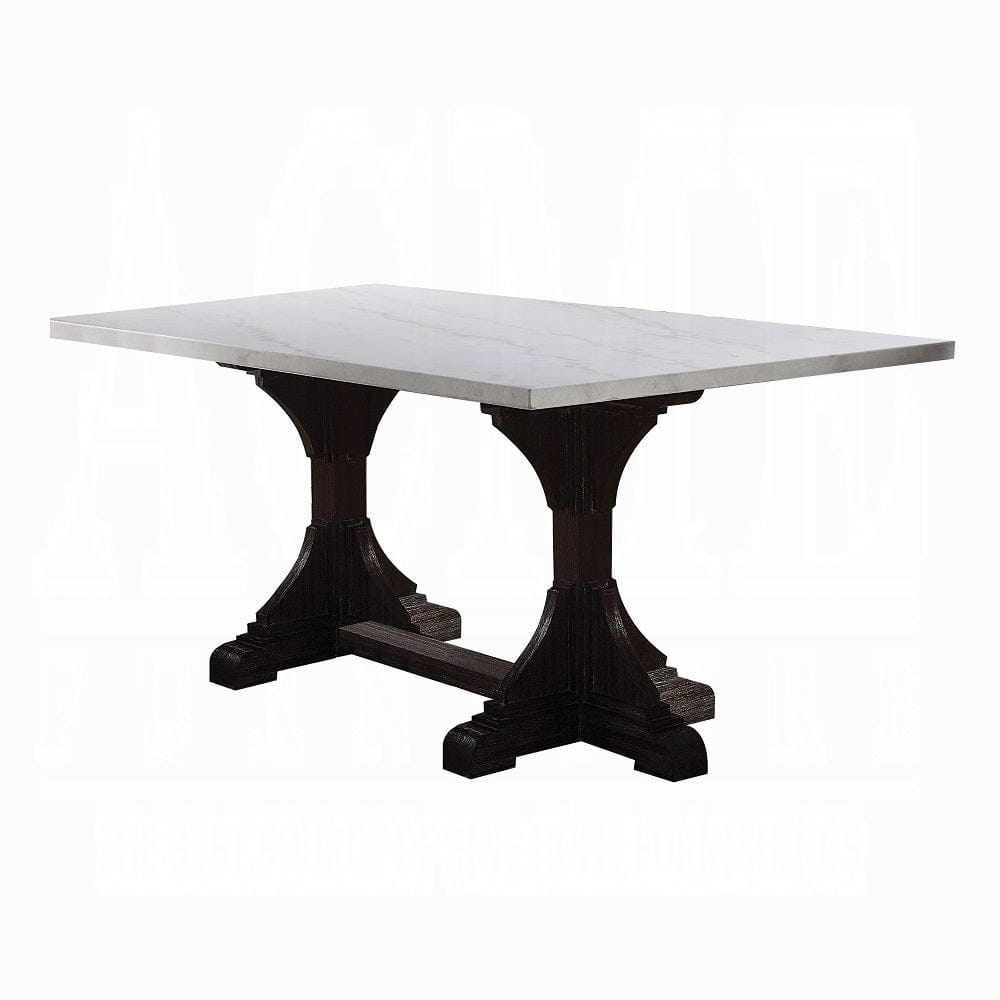 ACME Furniture - Gerardo Dining Table - White Natural Marble Top & Weathered Espresso - 60180 view 1