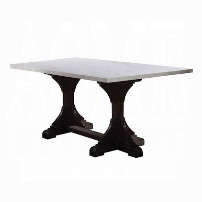 ACME Furniture - Gerardo Dining Table - White Natural Marble Top & Weathered Espresso - 60180 view 1