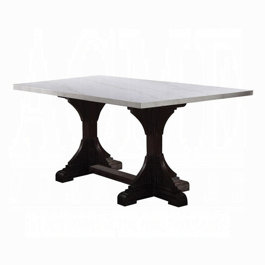 ACME Furniture - Gerardo Dining Table - White Natural Marble Top & Weathered Espresso - 60180 view 1
