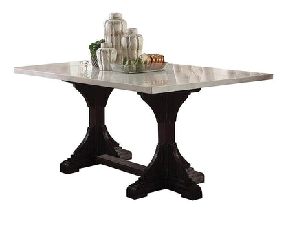 ACME Furniture - Gerardo Dining Table - White Natural Marble Top & Weathered Espresso - 60180 view 2