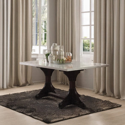 ACME Furniture - Gerardo Dining Table - White Natural Marble Top & Weathered Espresso - 60180 view 4