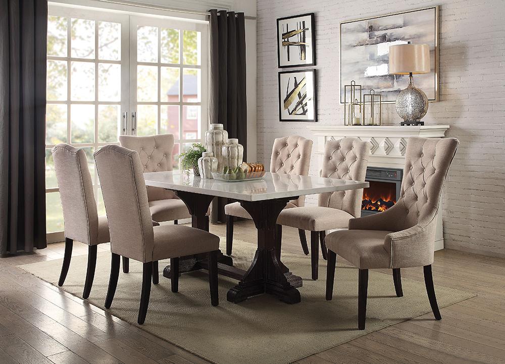 ACME Furniture - Gerardo Dining Table - White Natural Marble Top & Weathered Espresso - 60180 view 5