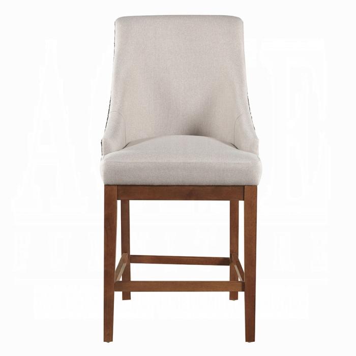 ACME Furniture - Gilsea Counter Height Chair (Set of 2) - Fabric, Brown Synthetic Leather & Brown Finish - DN03726 veiw 3