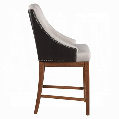 ACME Furniture - Gilsea Counter Height Chair (Set of 2) - Fabric, Brown Synthetic Leather & Brown Finish - DN03726 veiw 4