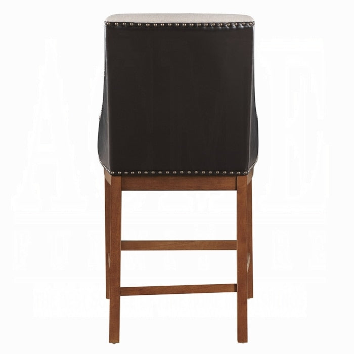 ACME Furniture - Gilsea Counter Height Chair (Set of 2) - Fabric, Brown Synthetic Leather & Brown Finish - DN03726 veiw 5