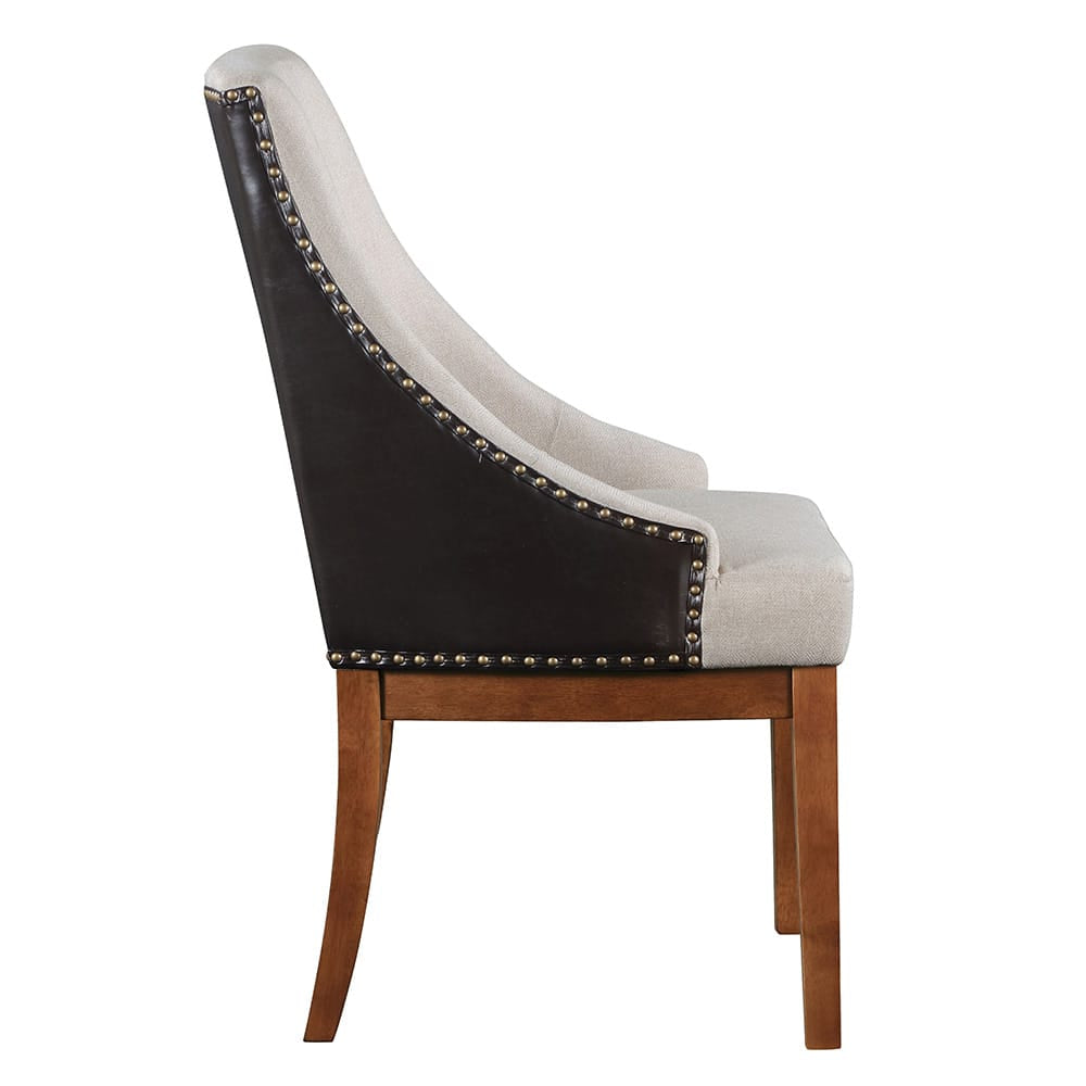 ACME Furniture - Gilsea - Side Chair (Set of 2) - Fabric, Brown Synthetic Leather & Brown  - DN04396 view 3