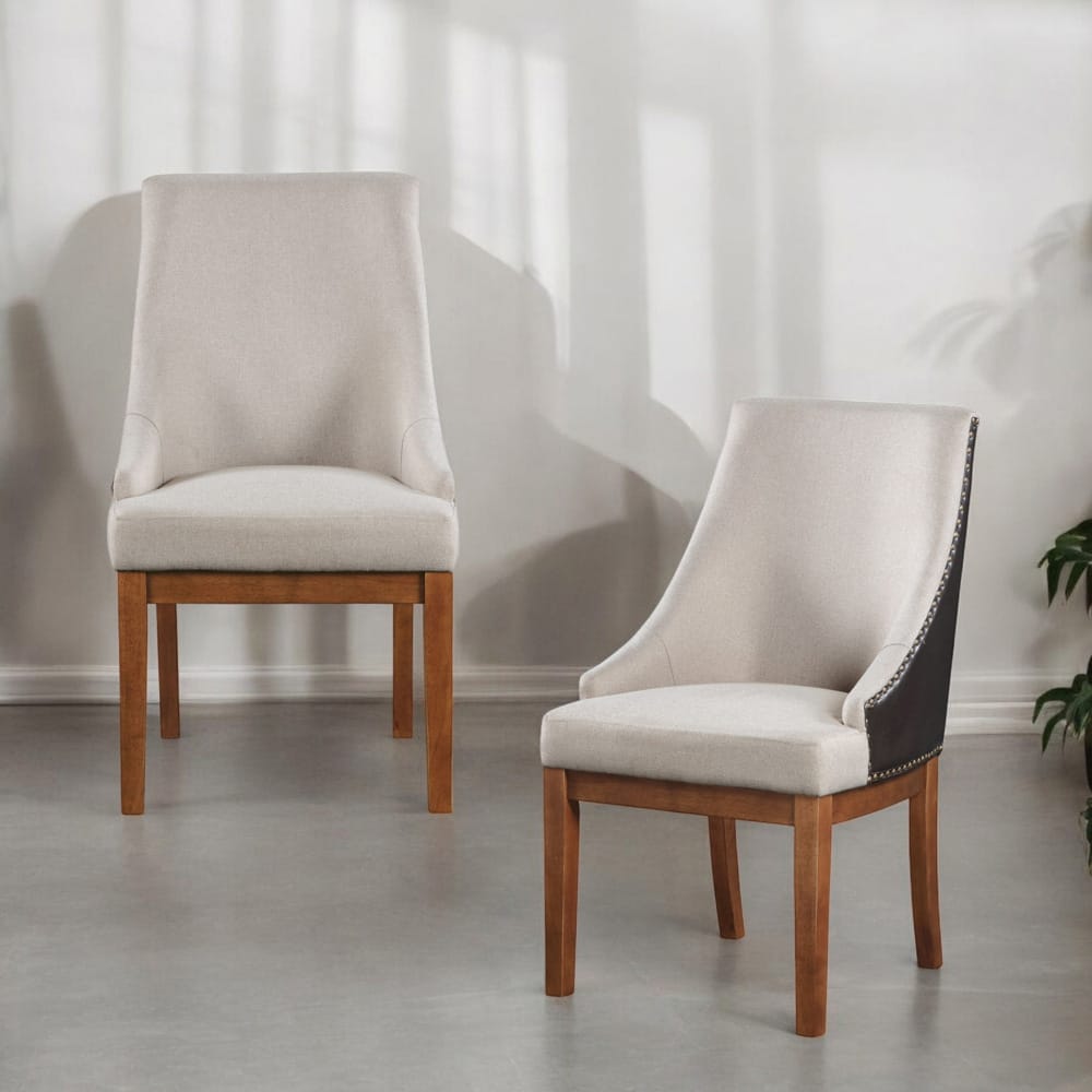 ACME Furniture - Gilsea - Side Chair (Set of 2) - Fabric, Brown Synthetic Leather & Brown  - DN04396 view 6