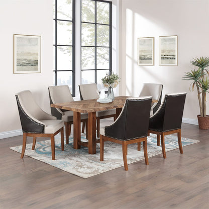 ACME Furniture - Gilsea - Side Chair (Set of 2) - Fabric, Brown Synthetic Leather & Brown  - DN04396 view 8
