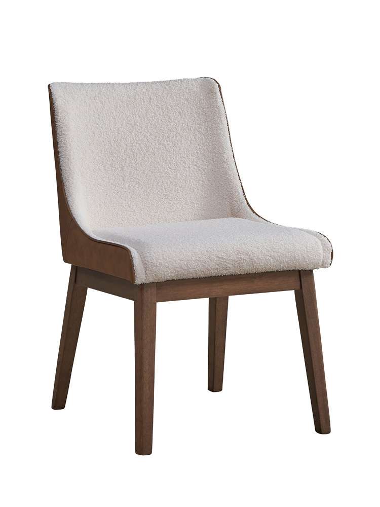 ACME Furniture - Ginny Side Chair (Set of 2) - White Boucle - Brown Velvet & Walnut - DN02308 view 1