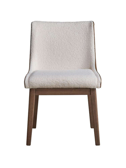 ACME Furniture - Ginny Side Chair (Set of 2) - White Boucle - Brown Velvet & Walnut - DN02308 view 2