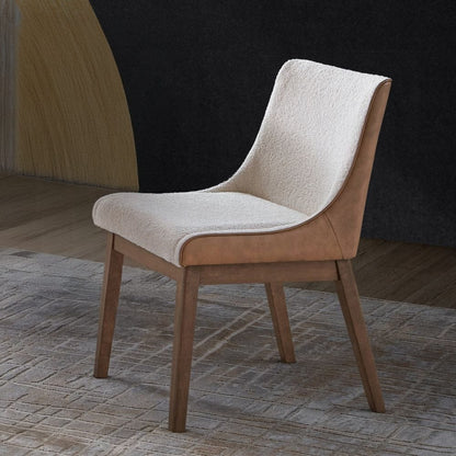 ACME Furniture - Ginny Side Chair (Set of 2) - White Boucle - Brown Velvet & Walnut - DN02308 view 7
