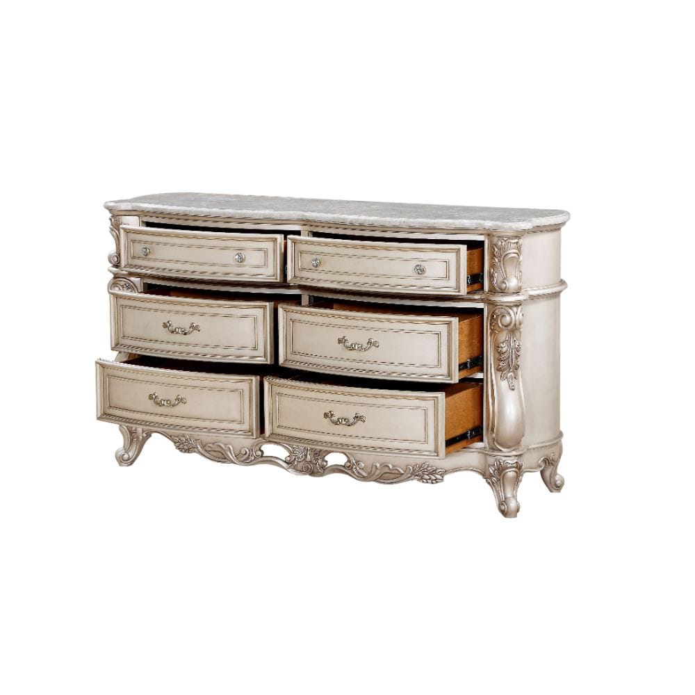 ACME Furniture - Gorsedd - Dresser - Natural Marble Top & Golden Ivory  - 27445A view 5