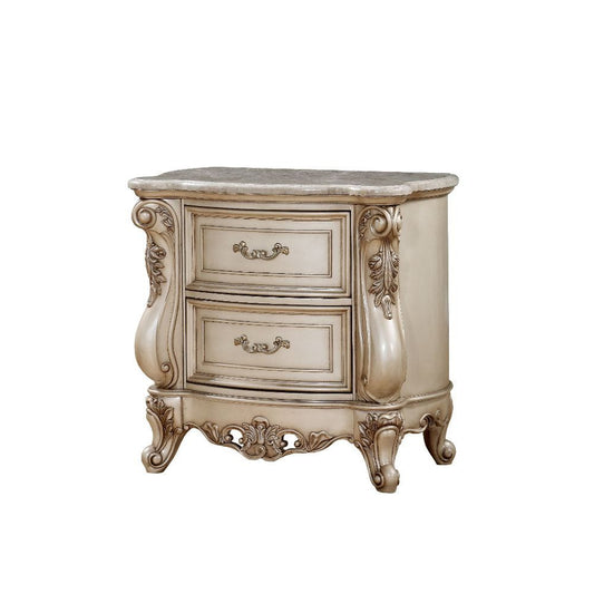 ACME Furniture - Gorsedd - Nightstand - Natural Marble Top & Golden Ivory  - 27443A view 1