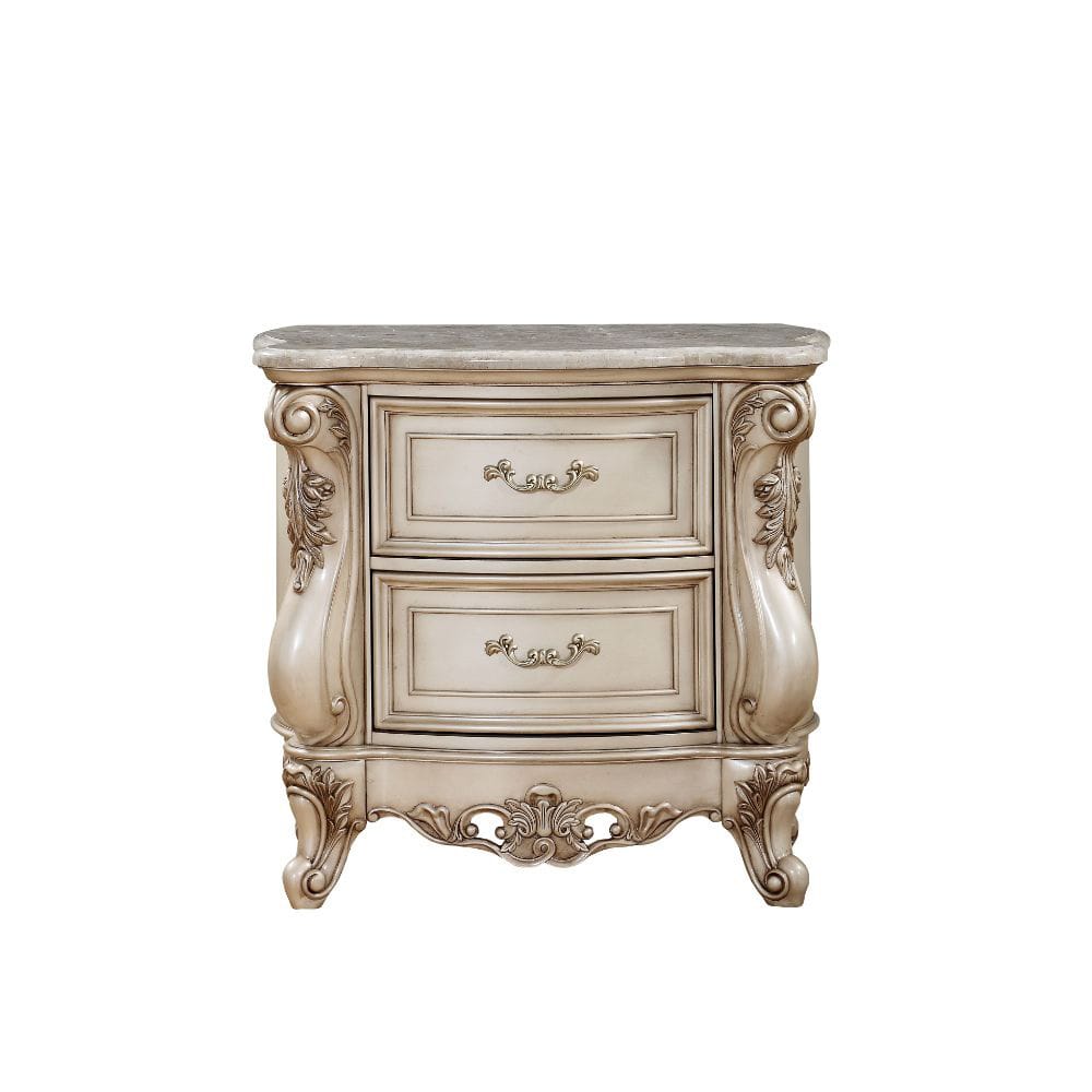 ACME Furniture - Gorsedd - Nightstand - Natural Marble Top & Golden Ivory  - 27443A view 2