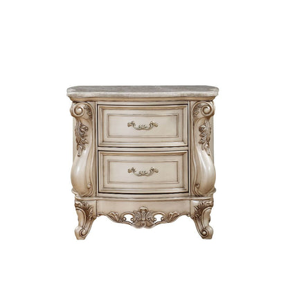 ACME Furniture - Gorsedd - Nightstand - Natural Marble Top & Golden Ivory  - 27443A view 2
