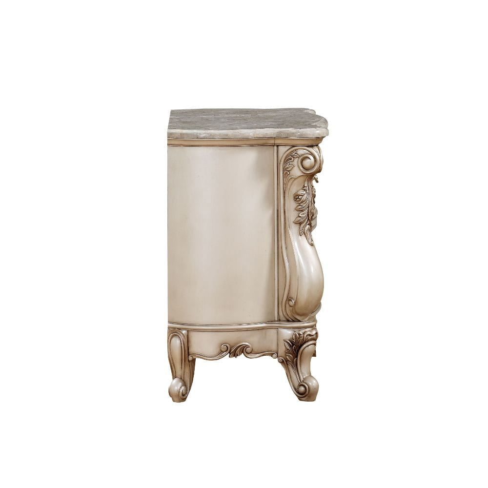 ACME Furniture - Gorsedd - Nightstand - Natural Marble Top & Golden Ivory  - 27443A view 3