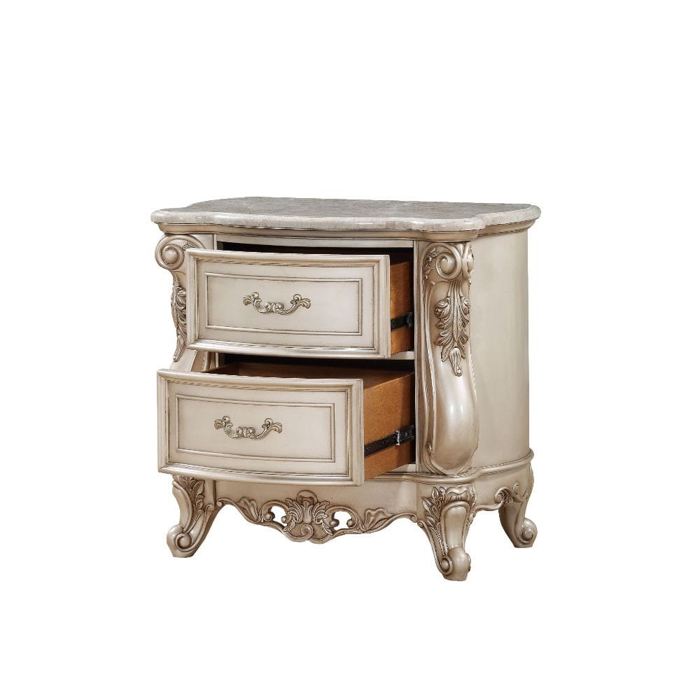 ACME Furniture - Gorsedd - Nightstand - Natural Marble Top & Golden Ivory  - 27443A view 5