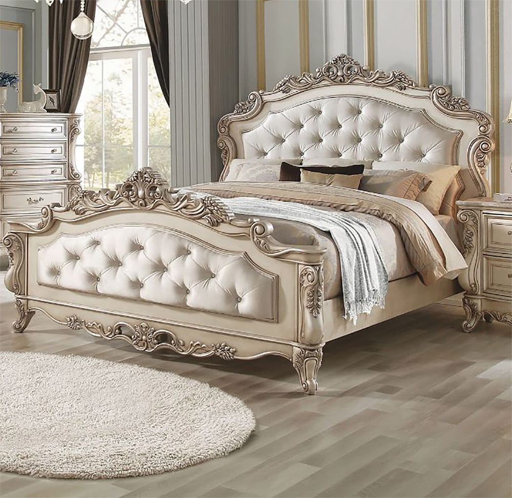 ACME Furniture - Gorsedd - Queen Bed - Fabric & Golden Ivory  - 27440AQ view 1