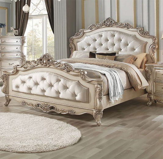 ACME Furniture - Gorsedd - Queen Bed - Fabric & Golden Ivory  - 27440AQ view 1