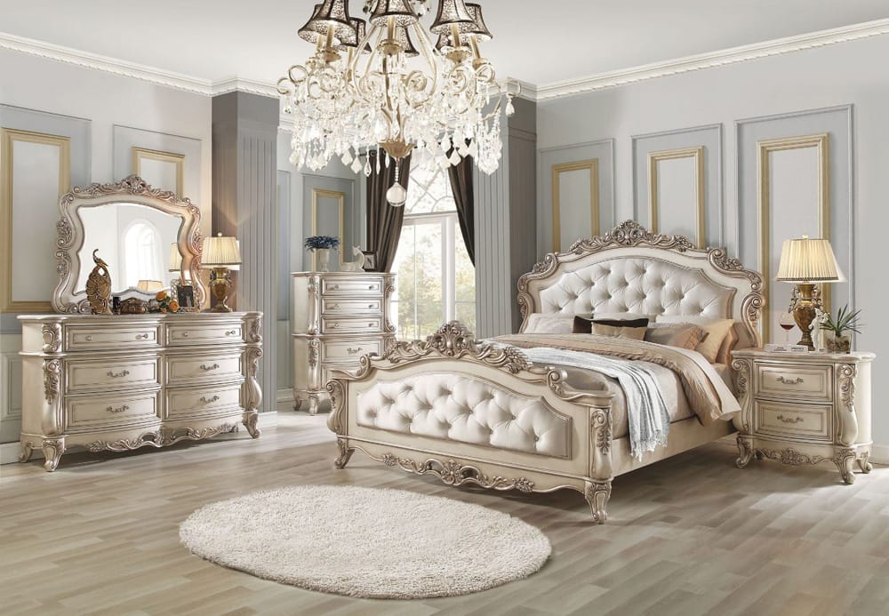 ACME Furniture - Gorsedd - Queen Bed - Fabric & Golden Ivory  - 27440AQ view 2