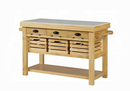 ACME Furniture - Grovaam Kitchen Island - Marble Top & Natural - AC00188 view 1