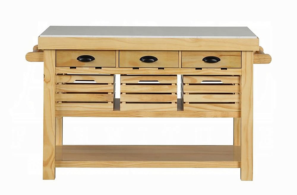 ACME Furniture - Grovaam Kitchen Island - Marble Top & Natural - AC00188 view 2